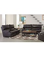Wembley Leather Layflat Reclining Console Loveseat - Steel