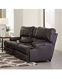 Wembley Leather Layflat Reclining Console Loveseat - Steel