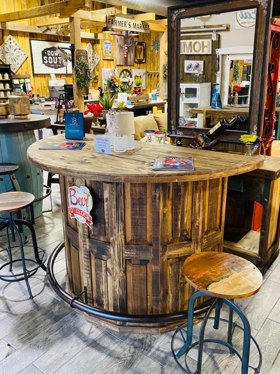 Half Moon Bar - Distressed 66 1/2"W