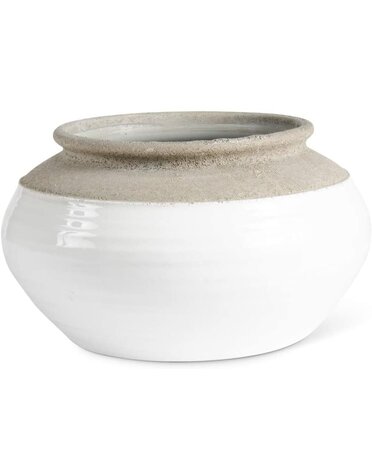 White and Natural Stone Ceramic Pots 12.5"