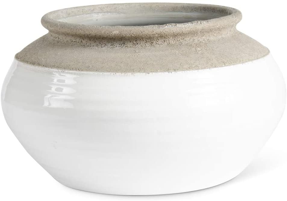 White and Natural Stone Ceramic Pots 12.5"