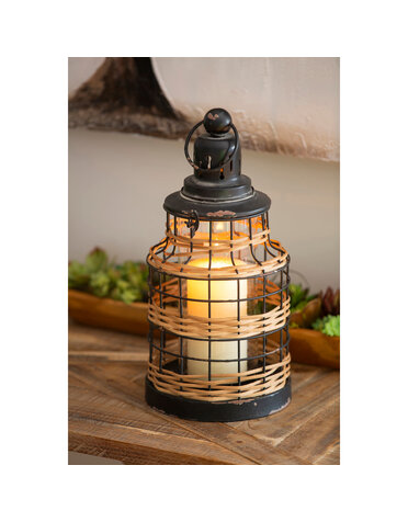 Metal and Rattan Lantern