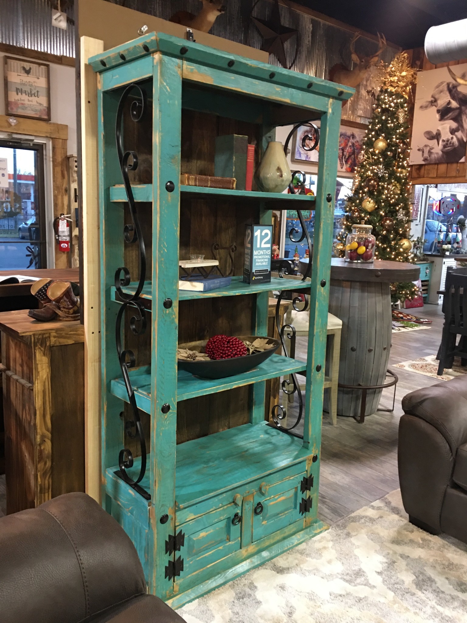 Old World Bookshelf - Turquoise