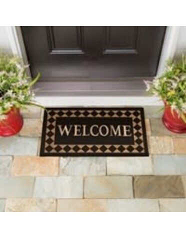 Diamond Border Metallic Welcome Coir Mat