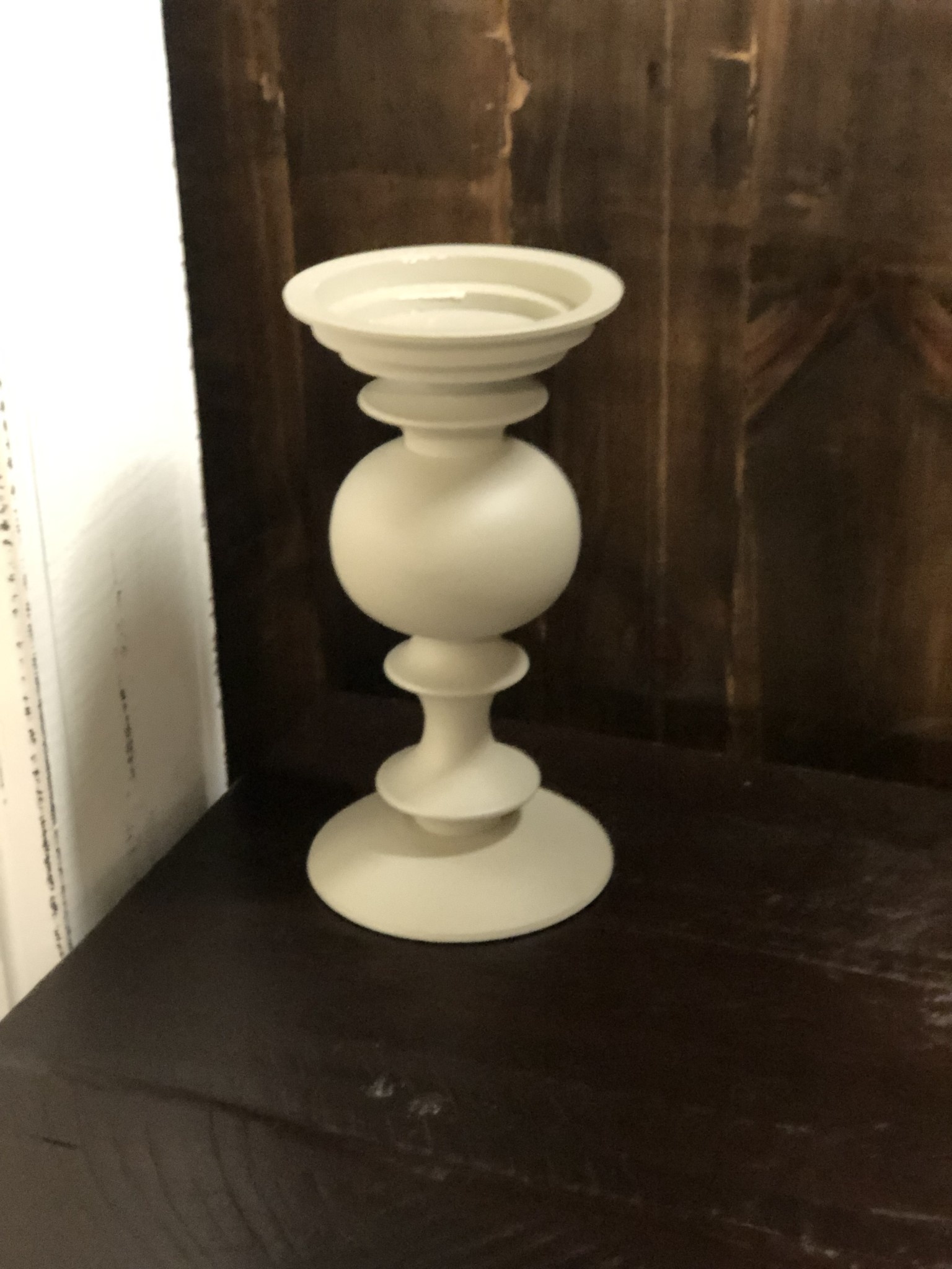 10 Inch Ivory Matte Metal Candleholder