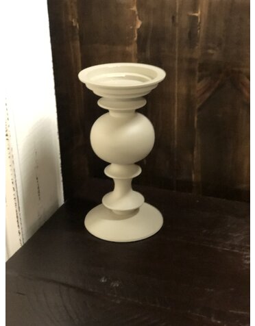 10 Inch Ivory Matte Metal Candleholder