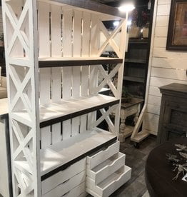 Crate Bookcase w/3 Shelves/6 Drawers/Paint/Dist White