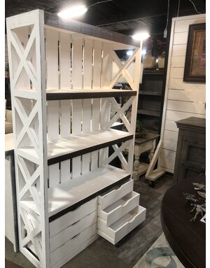 Crate Bookcase w/3 Shelves/6 Drawers/Paint/Dist White