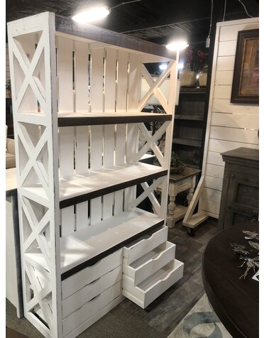 Crate Bookcase w/3 Shelves/6 Drawers/Paint/Dist White