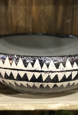 Ceramic Bowls w/Tan Triangle Pattern 15.25 INCH