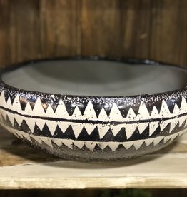 Ceramic Bowls w/Tan Triangle Pattern 15.25 INCH