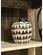 Black Ceramic Jugs w/Tan Triangle Pattern 8.5 INCH