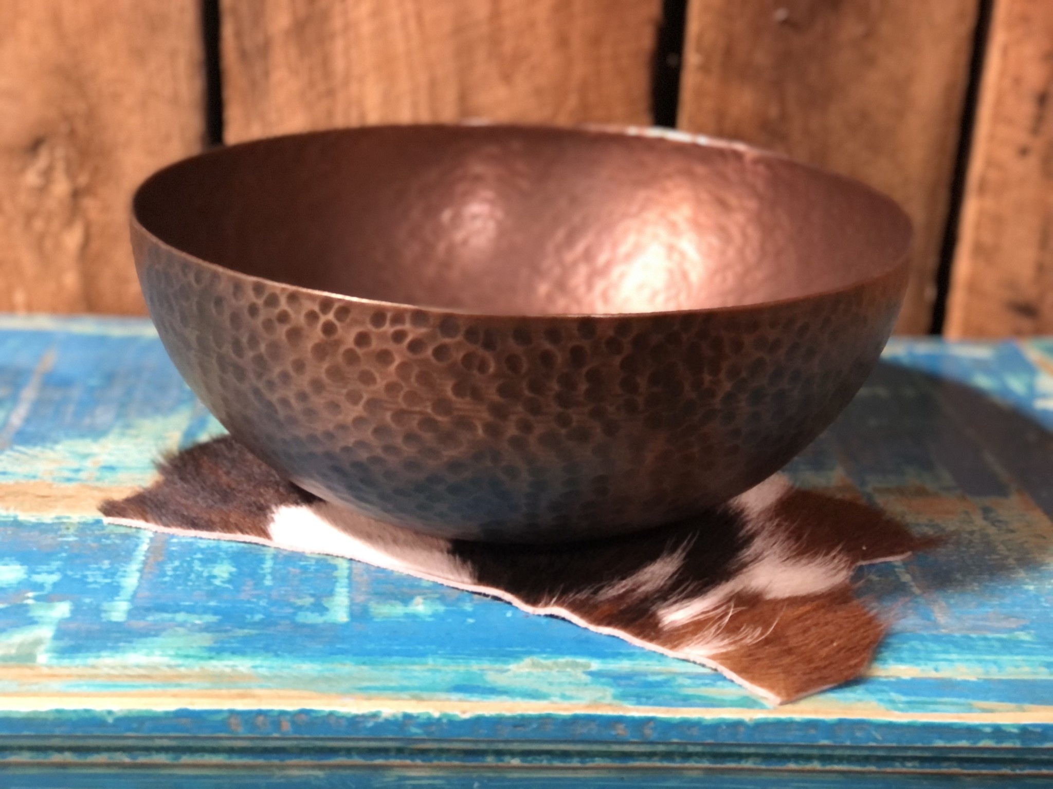 11.25" Metal Bowl with Antiqued Copper Finish
