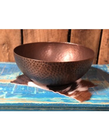 11.25" Metal Bowl with Antiqued Copper Finish