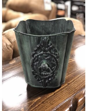Patina Green Metal Planter w/Ornate Handle S