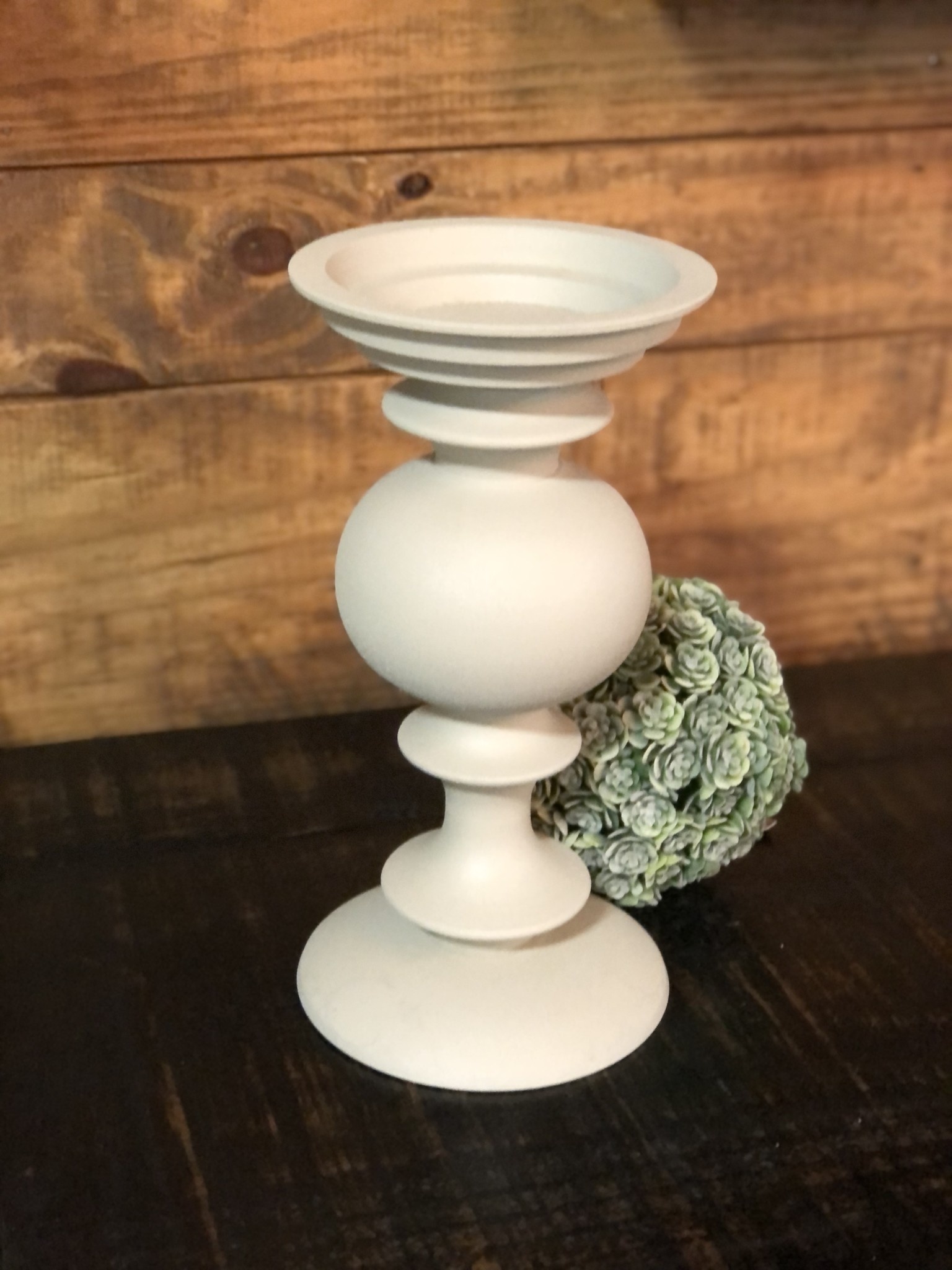 10 Inch Ivory Matte Metal Candleholder