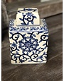 K & K Interiors Blue and White Porcelain Canister w/Lid SML