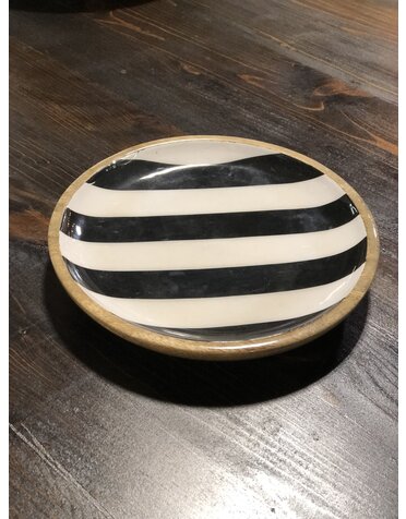 Wooden Black and White Plate Small