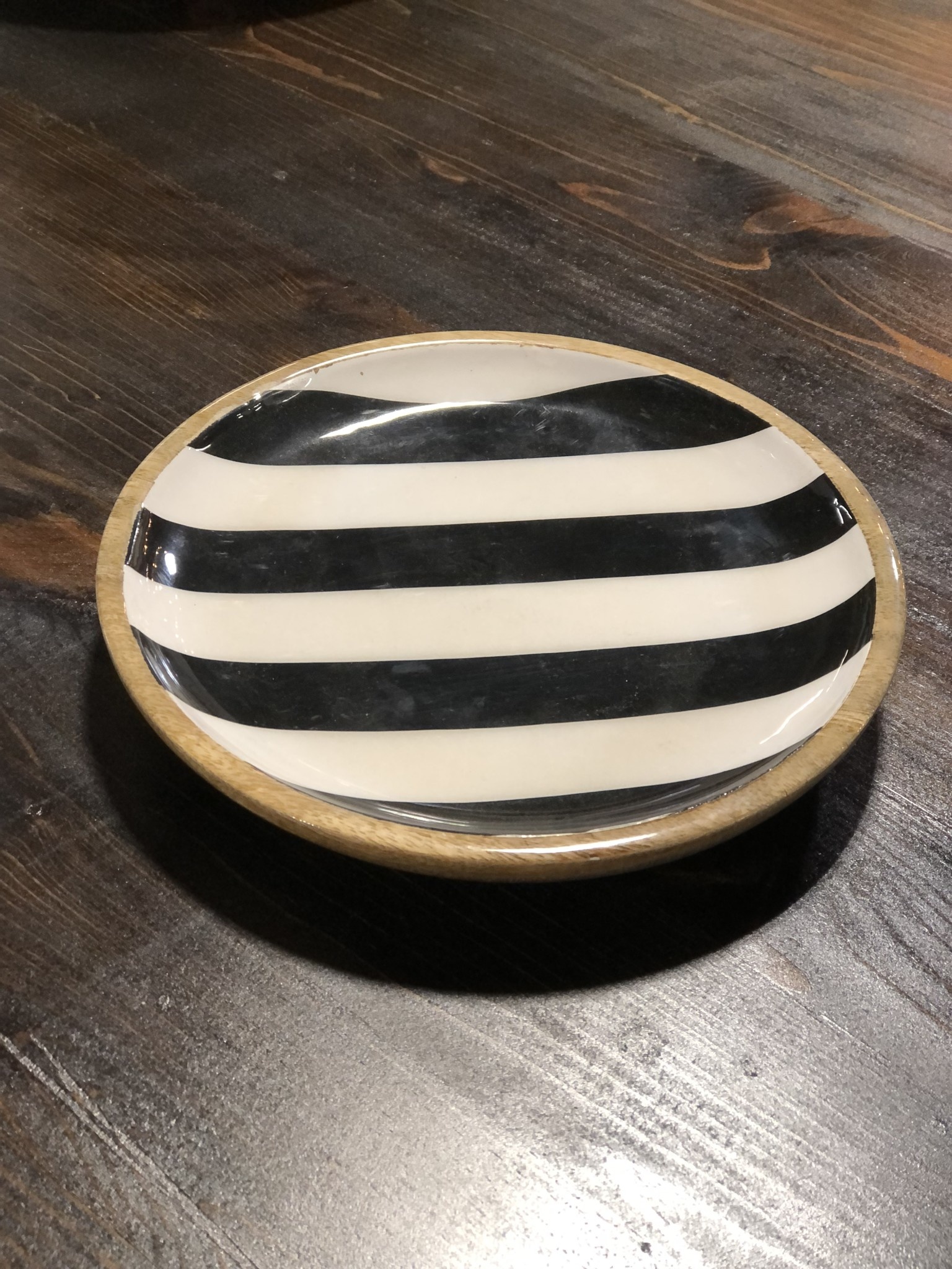 Wooden Black and White Plate Small