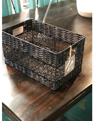 Tall Copper & Black Rectangle Basket L