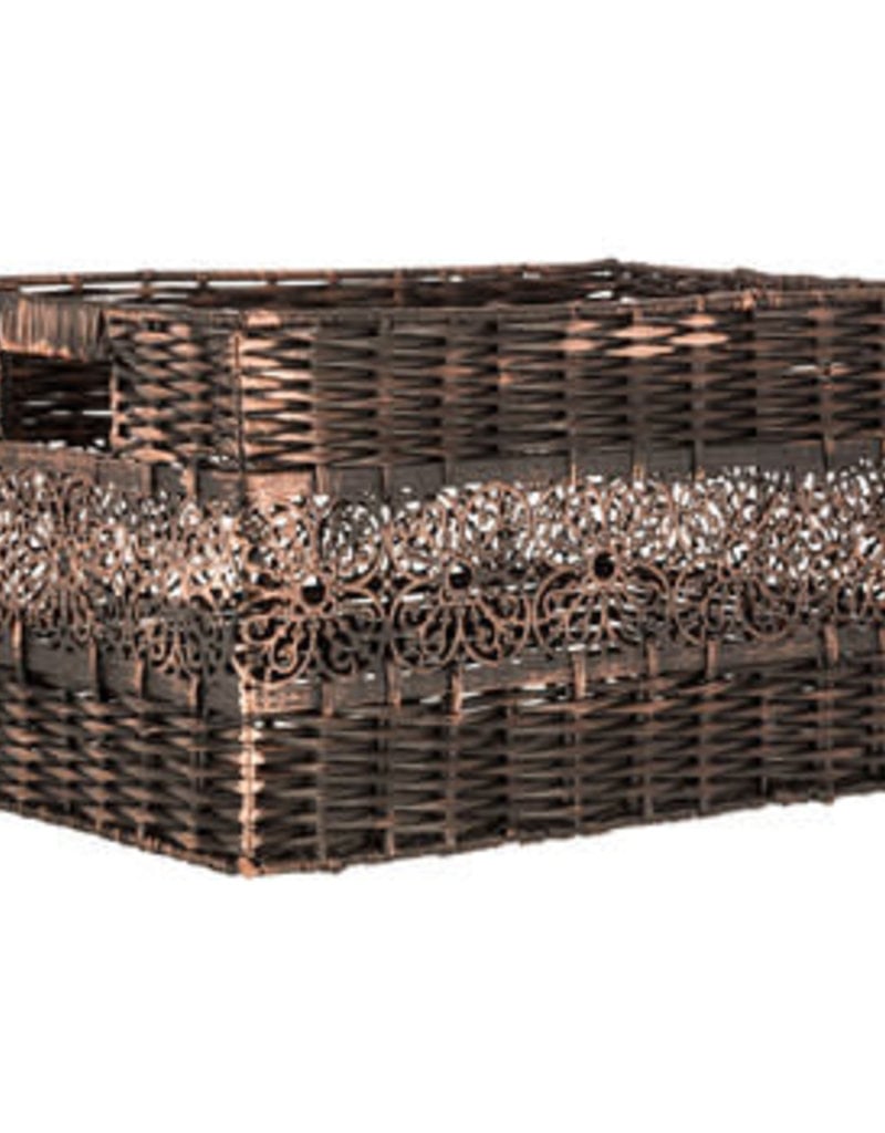 Tall Copper & Black Rectangle Basket L