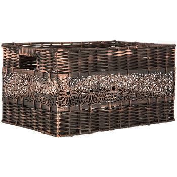 Tall Copper & Black Rectangle Basket L
