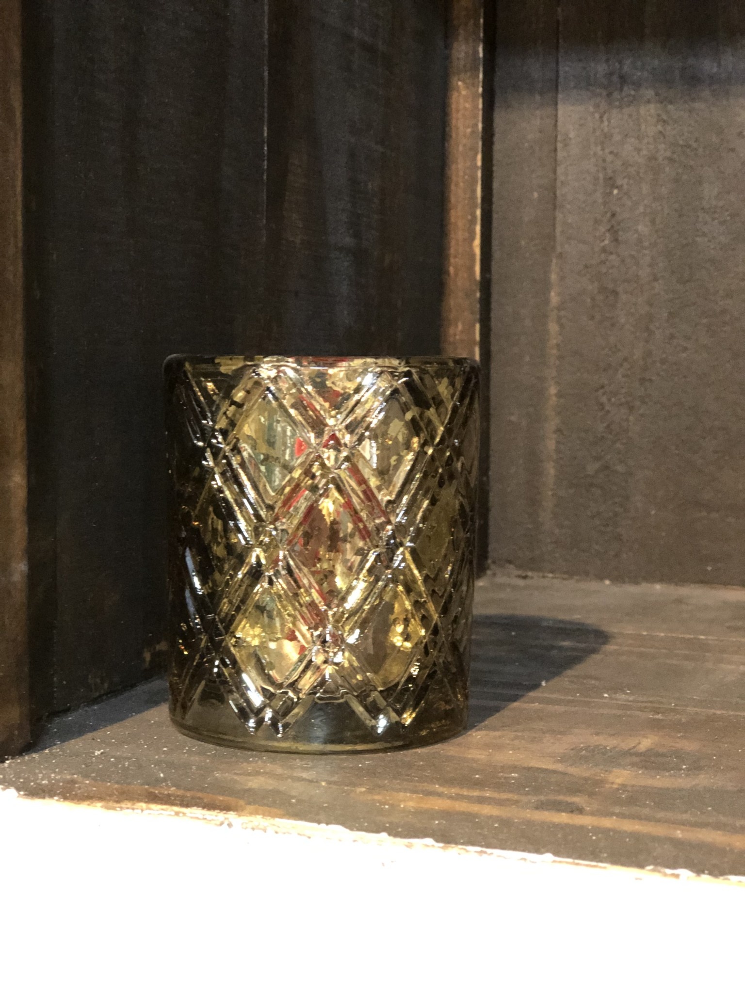 3.5" Copper Mercury Glass with Criss Cross Pattern