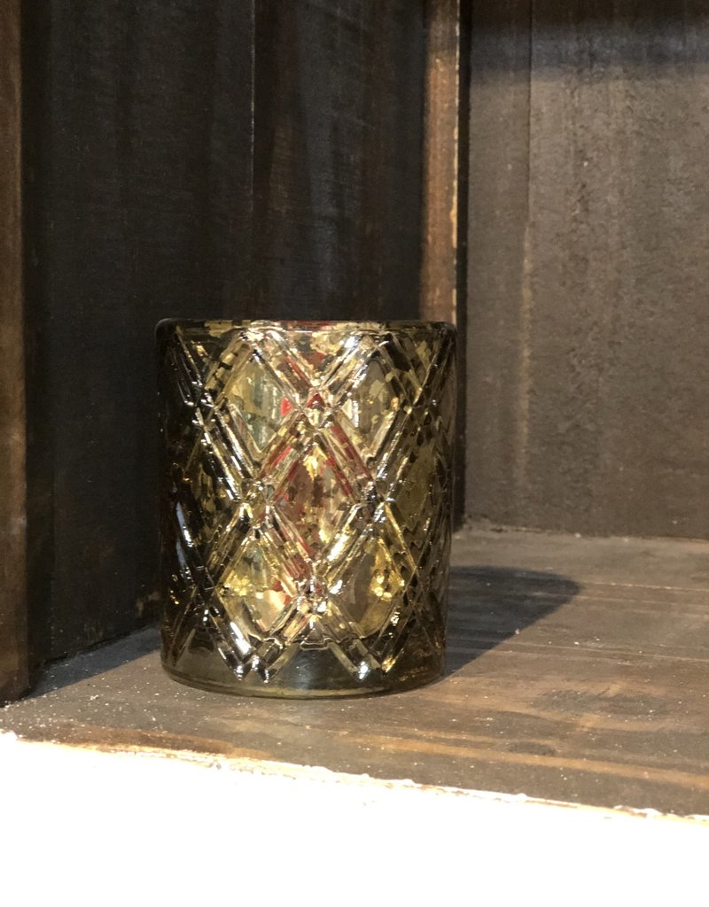 3.5" Copper Mercury Glass with Criss Cross Pattern