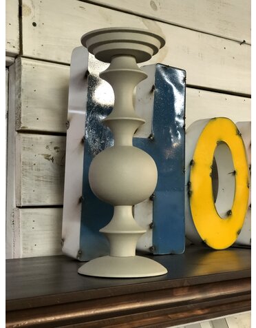 13.25" Ivory Matte Metal Candleholder