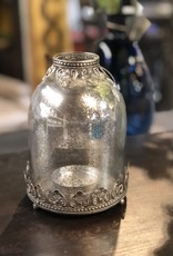 7" Mercury Glass Bottle w/Metal Filigree Trim