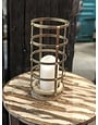 13 Inch 7 Inch Antique Gold Riveted Cage Candle Holder