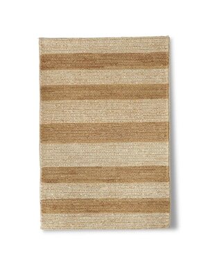 Natural & Jute Handwoven Stripe Wool Rug (2' x 3')