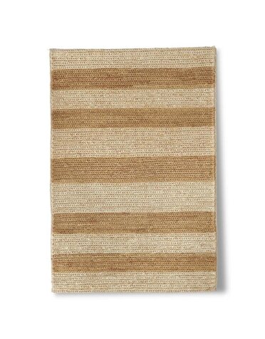 Natural & Jute Handwoven Stripe Wool Rug (2' x 3')