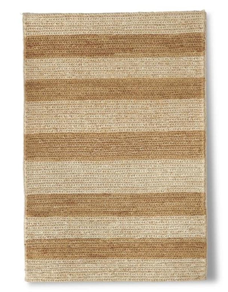 Natural & Jute Handwoven Stripe Wool Rug (2' x 3')