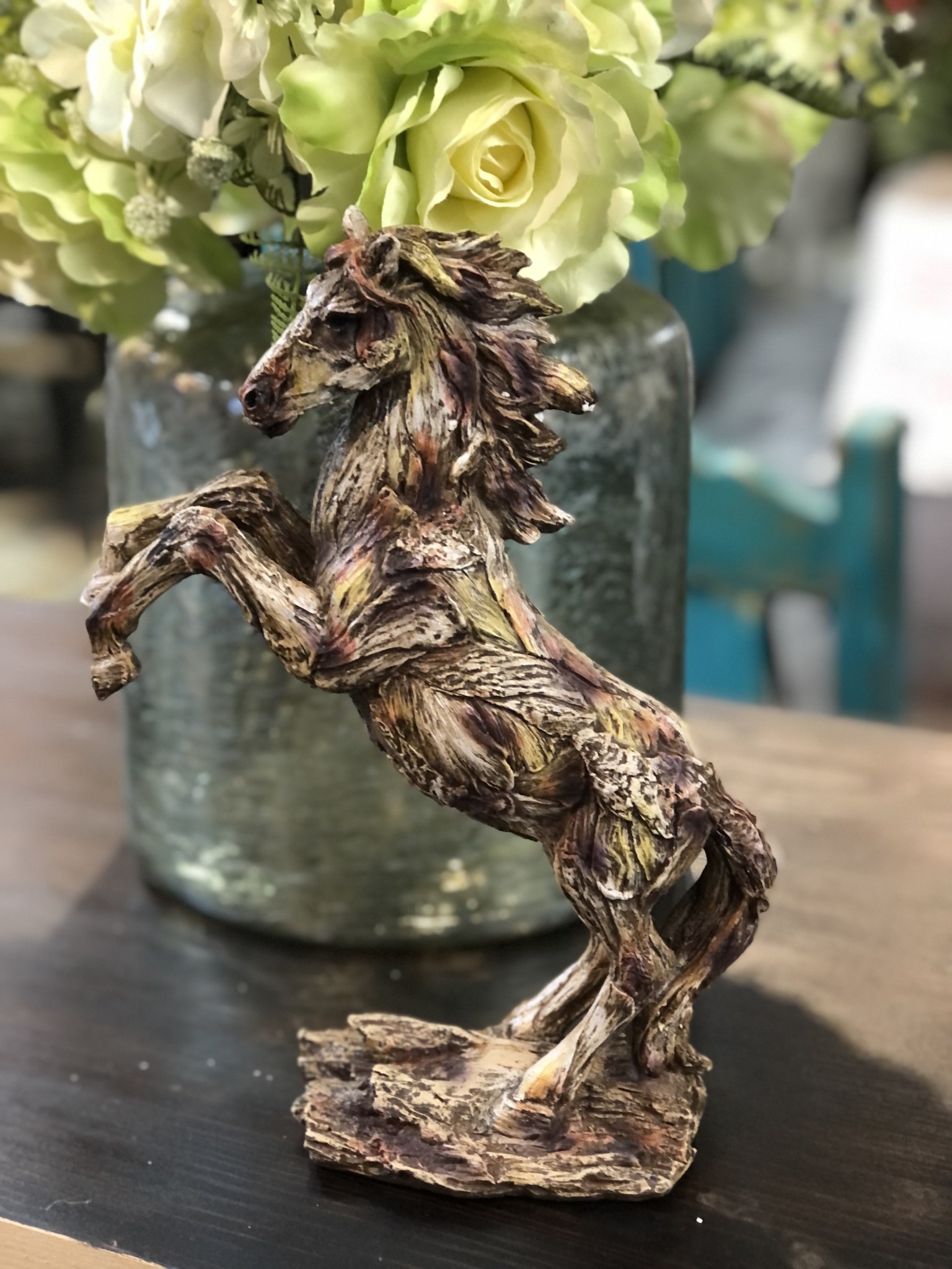 Wood Look Horse Figurine