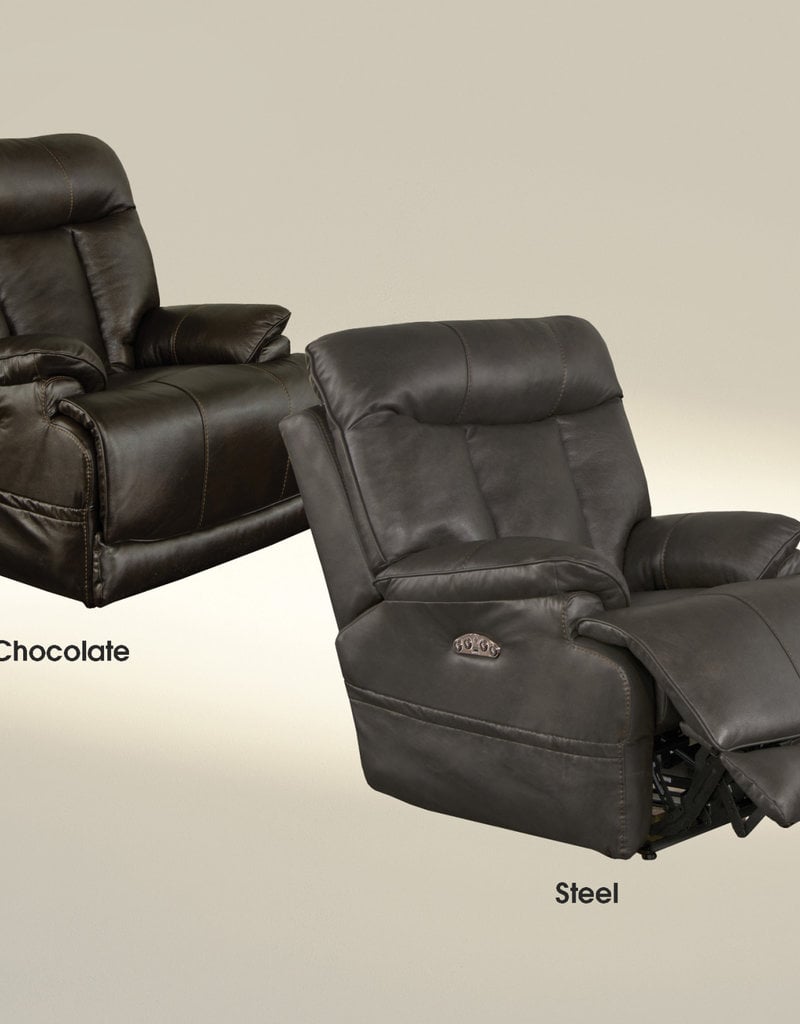 Naples Recliner Pwr Head, Lumbar, Ext Otto - Chocolate