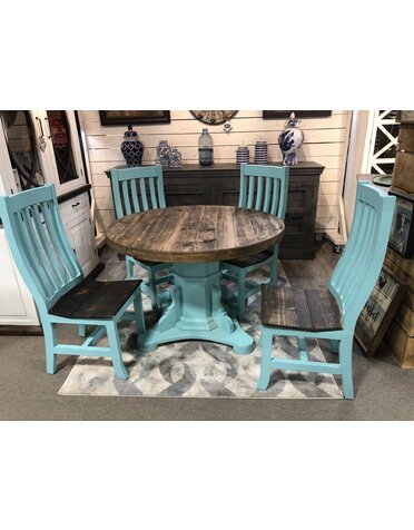 48" Round Santa Rita Dining Set - Aqua