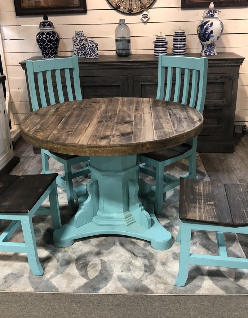 48" Round Santa Rita Dining Set - Aqua