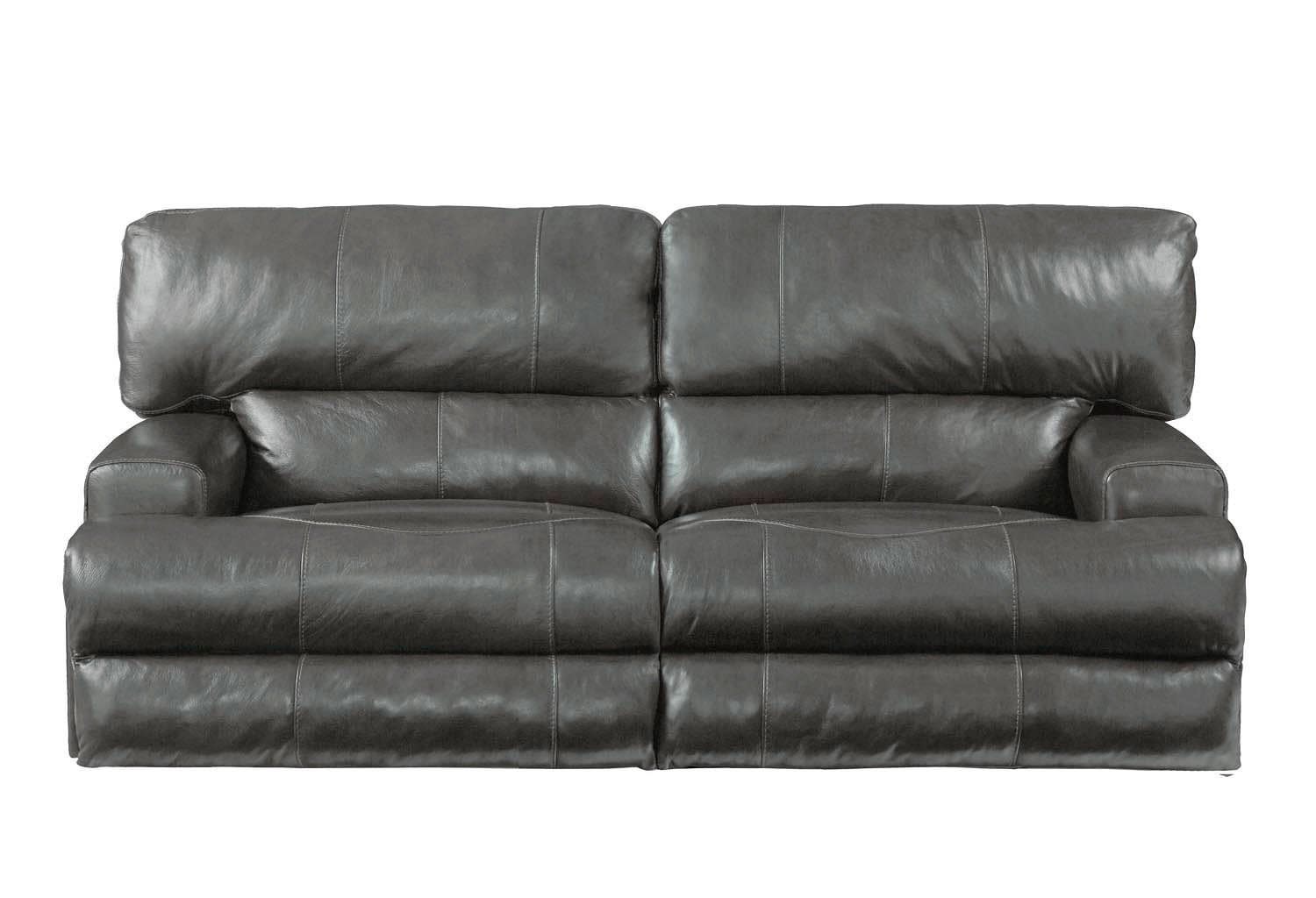 Wembley Leather Layflat Reclining Sofa - Steel