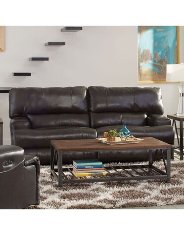 Wembley Leather Layflat Reclining Sofa - Steel DISC 8/26