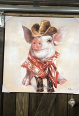 Pig Cowboy Canvas   32 x 32