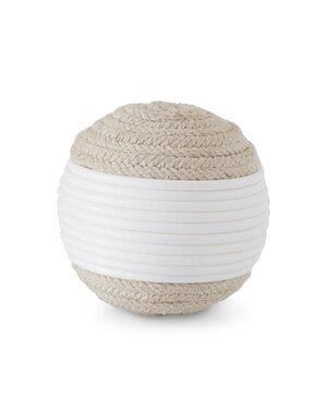 4" White & Natural Tan Seagrass Ball