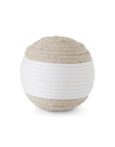 4" White & Natural Tan Seagrass Ball