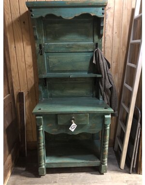 Old Door Hall Tree Desk - Turquoise