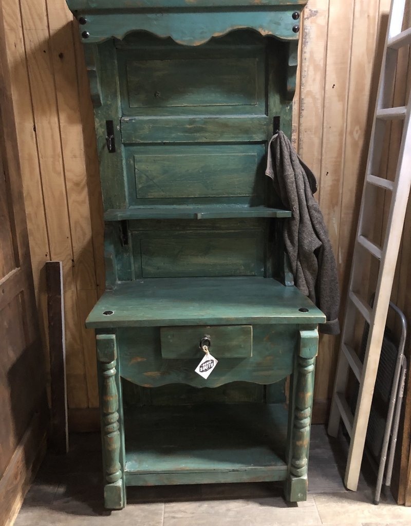 Old Door Hall Tree Desk - Turquoise
