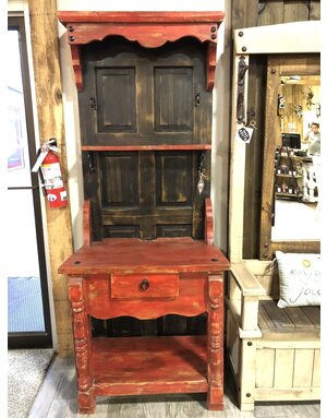 Old Door Hall Tree Desk - Red