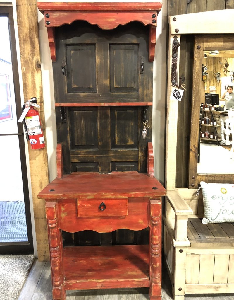 Old Door Hall Tree Desk - Red