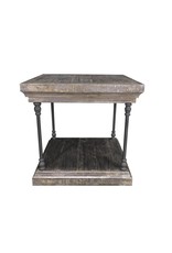 Oliver End Table - Barnwood/Charcoal Iron