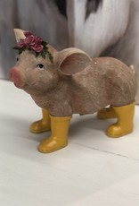 Standing Pig W/ Yellow Rainboots Figurines