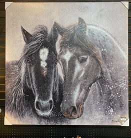Winter Double Horse 48 x 48 Canvas